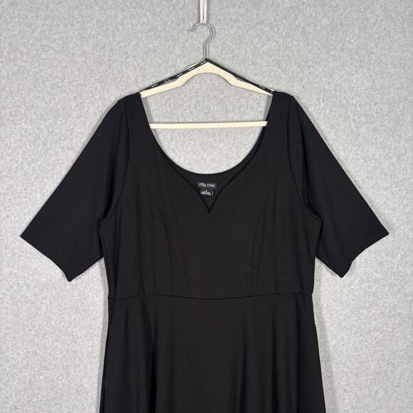 90s City Chic Dress 18 Crepe Stretch Flowy Skater Twee Cute Girl Minimal Quiet - Picture 2 of 12